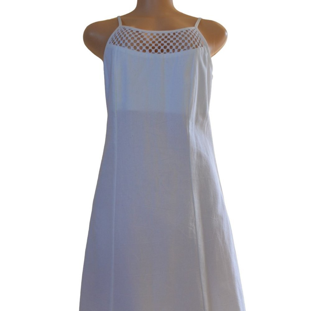 Cuco Mexico Class White Ivory Mesh Dress Spaghetti Straps Cotton Size M - L NWOT - Picture 2 of 13